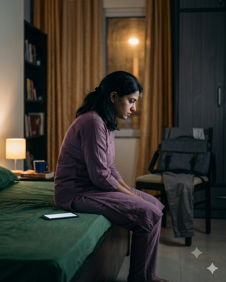 A woman finding calm during a wellness experience